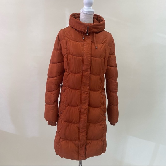 Olanmear Terracotta Color Puffer Jacket With Detachable Hood Fur Size 2XL - Picture 4 of 14